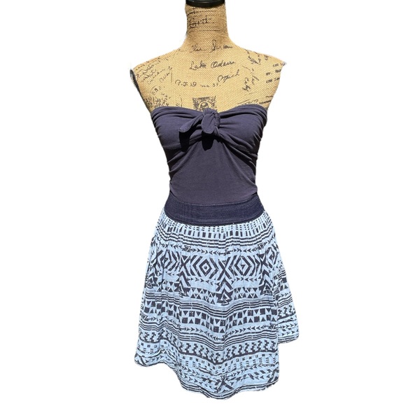 Ocean Drive Other - Ocean Drive Blue Strapless Dress with Aztec Print Bottom